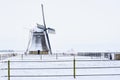 Polder mill De Phenix in Marrum The Netherland in winter Royalty Free Stock Photo