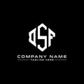 DSF letter logo design with polygon shape. DSF polygon and cube shape logo design. DSF hexagon vector logo template white and Royalty Free Stock Photo