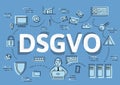 DSGVO, german version of GDPR, vector concept illustration. General Data Protection Regulation, the protection of Royalty Free Stock Photo