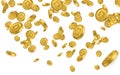 DSH. Dash gold coins explosion isolated on white background. Cryptocurrency concept. Vector illustration