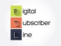 DSL - Digital Subscriber Line acronym, technology concept background