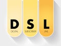 DSL - Digital Subscriber Line acronym, technology concept background