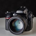 DSLR camera with big aperture ratio lens Royalty Free Stock Photo