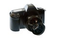 DSLR camera with a broken lens Royalty Free Stock Photo