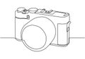 DSLR camera continuous one line drawing. Vector minimalism hand drawn sketch lineart simplicity design