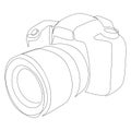 DSLR camera digital vector, one continuous single line drawing. Minimalism hand drawn art style.