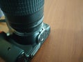 Dslr camera with tele lens Royalty Free Stock Photo