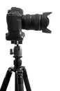 Dslr camera on tripod Royalty Free Stock Photo