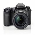 DSLR camera on white background Royalty Free Stock Photo
