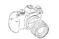 DSLR or Proffesional Digital Camera, Vector Outline Manual Draw Sketch