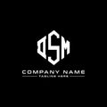 DSM letter logo design with polygon shape. DSM polygon and cube shape logo design. DSM hexagon vector logo template white and Royalty Free Stock Photo