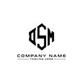 DSM letter logo design with polygon shape. DSM polygon and cube shape logo design. DSM hexagon vector logo template white and Royalty Free Stock Photo