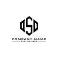 DSO letter logo design with polygon shape. DSO polygon and cube shape logo design. DSO hexagon vector logo template white and Royalty Free Stock Photo