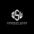 DSU letter logo design with polygon shape. DSU polygon and cube shape logo design. DSU hexagon vector logo template white and Royalty Free Stock Photo