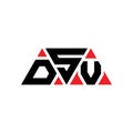 DSV triangle letter logo design with triangle shape. DSV triangle logo design monogram. DSV triangle vector logo template with red Royalty Free Stock Photo