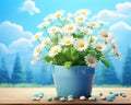 Dsy with cute in the pot can be used for a children\'s book or a design book.