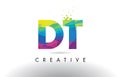 DT D T Colorful Letter Origami Triangles Design Vector.