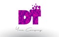 DT D T Dots Letter Logo with Purple Bubbles Texture.