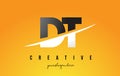 DT D T Letter Modern Logo Design with Yellow Background and Swoosh.