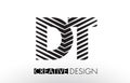 DT D T Lines Letter Design with Creative Elegant Zebra