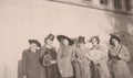 DT00052 HUNGARY CIRCA 1930`s Young Ladies with strange hats, umbrella and fan