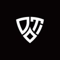 DT monogram logo with modern shield style design template