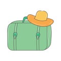 Travel Bag vector illustration, Colored linear style pictogram, Royalty Free Stock Photo