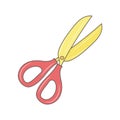 Scissor vector illustration, Colored linear style pictogram