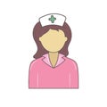 Simple Nurse vector illustration, Colored linear style pictogram