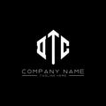 DTC letter logo design with polygon shape. DTC polygon and cube shape logo design. DTC hexagon vector logo template white and Royalty Free Stock Photo