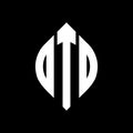 DTD circle letter logo design with circle and ellipse shape. DTD ellipse letters with typographic style. The three initials form a Royalty Free Stock Photo
