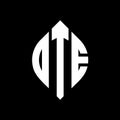DTE circle letter logo design with circle and ellipse shape. DTE ellipse letters with typographic style. The three initials form a Royalty Free Stock Photo
