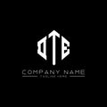 DTE letter logo design with polygon shape. DTE polygon and cube shape logo design. DTE hexagon vector logo template white and Royalty Free Stock Photo