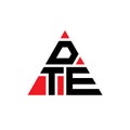 DTE triangle letter logo design with triangle shape. DTE triangle logo design monogram. DTE triangle vector logo template with red Royalty Free Stock Photo