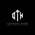 DTH letter logo design with polygon shape. DTH polygon and cube shape logo design. DTH hexagon vector logo template white and Royalty Free Stock Photo