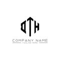 DTH letter logo design with polygon shape. DTH polygon and cube shape logo design. DTH hexagon vector logo template white and Royalty Free Stock Photo