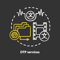 DTP services chalk concept icon. Desktop publishing services idea. Creating and optimization document. Copy editing