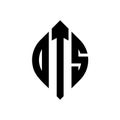 DTS circle letter logo design with circle and ellipse shape. DTS ellipse letters with typographic style. The three initials form a Royalty Free Stock Photo
