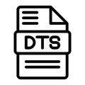 Dts file type icons. Audio extension icon outline design. Vector Illustrations Royalty Free Stock Photo