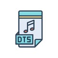 Color illustration icon for Dts, application and audio Royalty Free Stock Photo