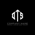 DTS letter logo design with polygon shape. DTS polygon and cube shape logo design. DTS hexagon vector logo template white and Royalty Free Stock Photo
