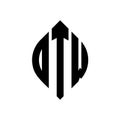 DTW circle letter logo design with circle and ellipse shape. DTW ellipse letters with typographic style. The three initials form a Royalty Free Stock Photo