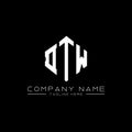 DTW letter logo design with polygon shape. DTW polygon and cube shape logo design. DTW hexagon vector logo template white and Royalty Free Stock Photo