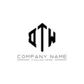 DTW letter logo design with polygon shape. DTW polygon and cube shape logo design. DTW hexagon vector logo template white and Royalty Free Stock Photo