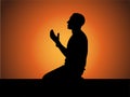 Dua prayer muslim man silhouette pray for allah vector illustration spiritual religion islam