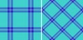 Dual abstract plaid patterns create visual texture. The seamless background of teal and blue, perfect for textile, fashion, or Royalty Free Stock Photo
