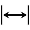 Dual arrow line icon, equivalent width vector, width distance measurement