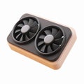 Dual Black Cooling Fan Object with Beige Rectangular Base for Electronic Device Illustration Royalty Free Stock Photo