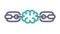 Dual Brains & Chain Link Icon, Collaborative Intelligence Network, vector design Generative AI Royalty Free Stock Photo