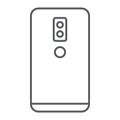 Dual camera smartphone thin line icon, technology and communication, mobile phone sign, vector graphics, a linear
